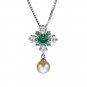 Leeyee S925 Genuine Pearl Green Spinel Snowflake Pendant Clavicle necklace for Women Girls Jewelry