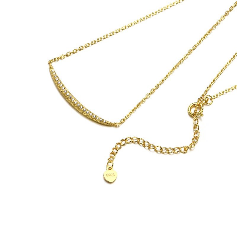 Leeyee S925 Sterling Sliver Crescent Moon Smile necklace for Women Girls Custom Size Jewelry