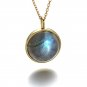 Leeyee 14K Gold Plated S925 Full Moon Labradorite Pendant for Women Girls Jewelry
