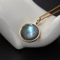 Leeyee 14K Gold Plated S925 Full Moon Labradorite Pendant for Women Girls Jewelry
