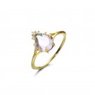 Leeyee S925 Sterling Silver Brazilian Amethyst Crystal Water Drop Ring Women Girls Gift Jewelry