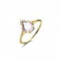 Leeyee S925 Sterling Silver Brazilian Amethyst Crystal Water Drop Ring Women Girls Gift Jewelry