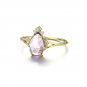 Leeyee S925 Sterling Silver Brazilian Amethyst Crystal Water Drop Ring Women Girls Gift Jewelry