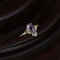 Leeyee S925 Sterling Silver Brazilian Amethyst Crystal Water Drop Ring Women Girls Gift Jewelry