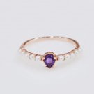 Leeyee S925 Silver 14K Rose Gold Plated Nature Gem Stone Water Drop Ring Hand Ornament