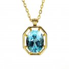 Leeyee S925 Sterling Silver Sky Blue Topaz Gem Pendant Necklace Jewelry for Women Girls Custom Size