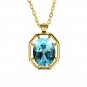 Leeyee S925 Sterling Silver Sky Blue Topaz Gem Pendant Necklace Jewelry for Women Girls Custom Size