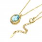 Leeyee S925 Sterling Silver Sky Blue Topaz Gem Pendant Necklace Jewelry for Women Girls Custom Size