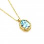 Leeyee S925 Sterling Silver Sky Blue Topaz Gem Pendant Necklace Jewelry for Women Girls Custom Size