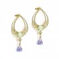 Leeyee S925 Sterling Sliver Nature Grape Gem Stone Stud Earring Vintage Leaf Eardrop Jewelry