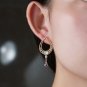 Leeyee S925 Sterling Sliver Nature Grape Gem Stone Stud Earring Vintage Leaf Eardrop Jewelry