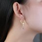 Leeyee S925 Sterling Sliver Nature Grape Gem Stone Stud Earring Vintage Leaf Eardrop Jewelry