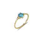 Leeyee S925 Sliver Women's Vintage Snowflake Finger Ring Nature Blue Topa Hand Ornament Jewelry