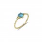 Leeyee S925 Sliver Women's Vintage Snowflake Finger Ring Nature Blue Topa Hand Ornament Jewelry