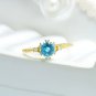 Leeyee S925 Sliver Women's Vintage Snowflake Finger Ring Nature Blue Topa Hand Ornament Jewelry