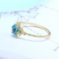Leeyee S925 Sliver Women's Vintage Snowflake Finger Ring Nature Blue Topa Hand Ornament Jewelry