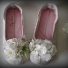"Beautiful floral celebration" handmade women leather shoes/slippers with flower decoration.