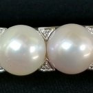 14k Gold Pearl Diamond Bangle Bracelet-Gold Pearl Jewelry-Vintage Estate Jewelry