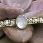 Antique Art Deco Man In The Moon Moonstone Diamond 14k Gold Brooch Pin Boxed