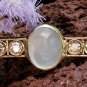 Antique Art Deco Man In The Moon Moonstone Diamond 14k Gold Brooch Pin Boxed