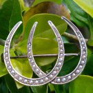 Antique 10K Yellow Gold Seed Pearl Horseshoe Brooch Pin Estate Jewelry 2.3 gm