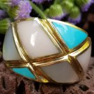 Asch Grossbardt 14k Yellow Gold Multi Gemstone Inlay Ring Size 5.5