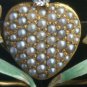 Art Nouveau 14k Gold Diamond Pearl Enamel Heart Brooch Watch Pin Crane & Theurer