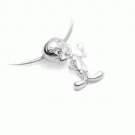 STERLING SILVER TWEETY PENDANT ON LEATHER NECKLET