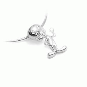 STERLING SILVER TWEETY PENDANT ON LEATHER NECKLET
