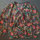 Vintage Silk Floral Flowers Blouse Top