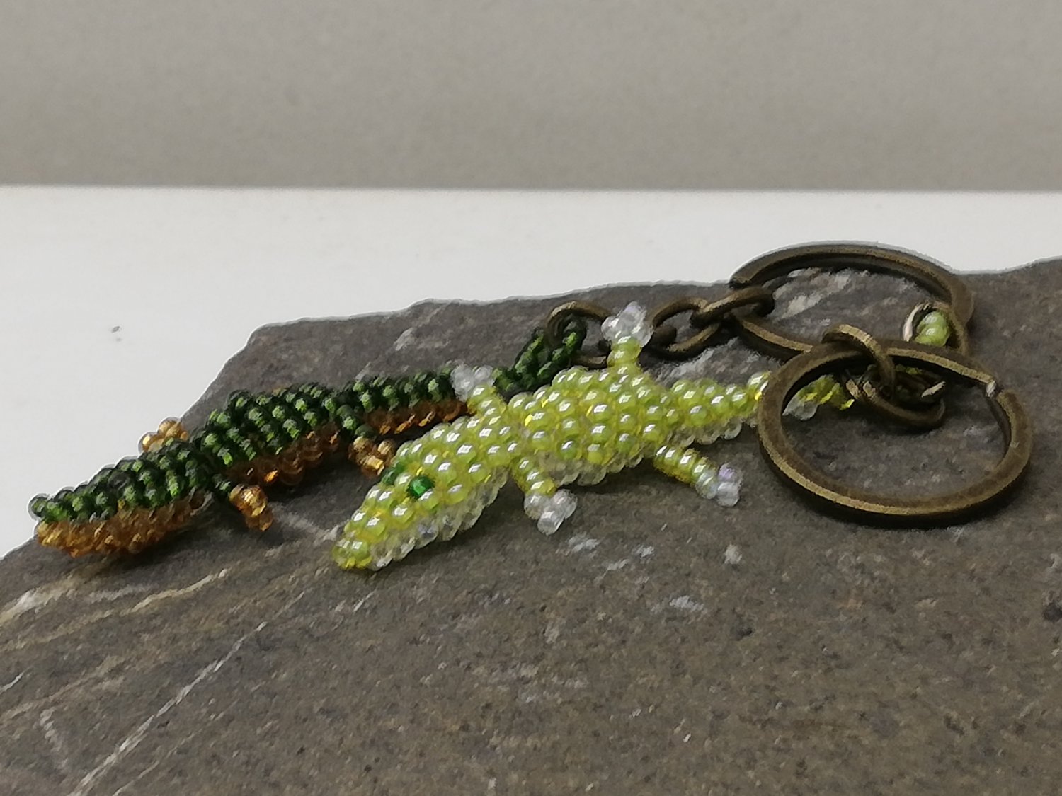 Crocodile keychain made with beads