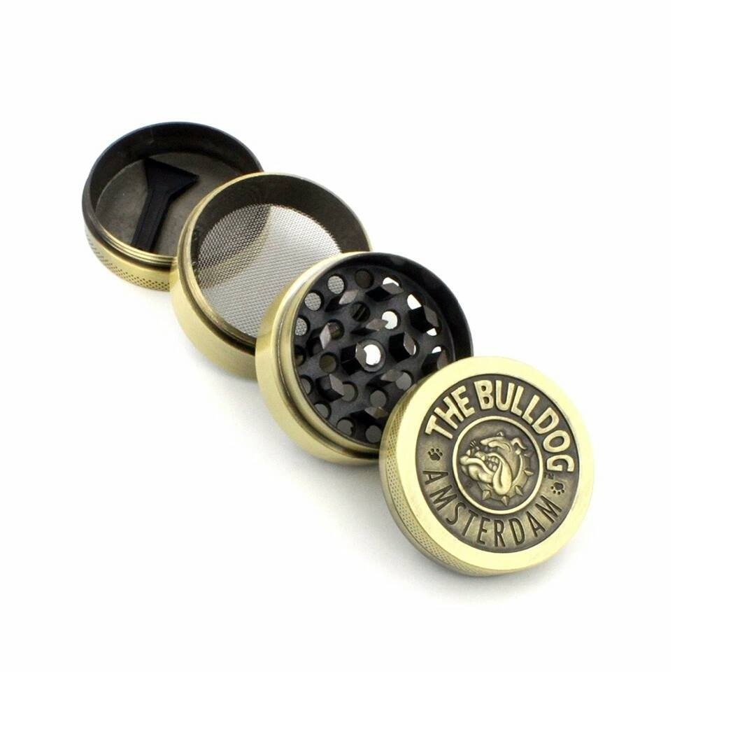 4 Piece Metal Herb Grinder Kief Catcher, Gold - Pocket size to carry around