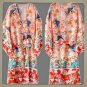 Women's Patchwork Maxi Kimono Cardigan Floral Flare Sleeve, Belt- Casual, Loose