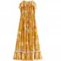 "The Madison" Boho Chic Vintage Floral Maxi Strap Dress Bow Tie Tassel Back Dres