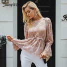 Simplee Sexy Lace Peplum Blouse For Women - Elegant Ruffle Flare Sleeves ~ Vinta
