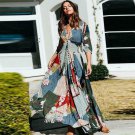 CC ~ Women's Boho Chic Patchwork Vintage Deep V Maxi Dress - 3 Color Choices - N