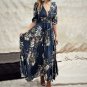 CC ~ Women's Boho Chic Patchwork Vintage Deep V Maxi Dress - 3 Color Choices - N