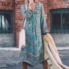 Women's BoHo Floral Flower Long Maxi-Bohemian Dress Casual -Retro -Vintage 2019