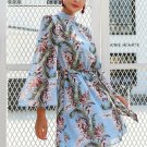 Ladies Chiffon Backless Bell Sleeve Floral Mini-Dress - Available in 3 colors -