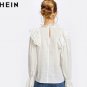 SHEIN Eyelet Embroidered Ruffle & Bell Cuff Blouse White Blouses Autumn Elegant