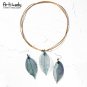 Artilady~ Natural Real Leaf Iridescent Pendant Necklace Earring Set- Unique Hand
