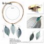 Artilady~ Natural Real Leaf Iridescent Pendant Necklace Earring Set- Unique Hand