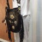 Jasmine Flower Carved Leather Crossbody Fringe Bag with Quill Accessories + Engraved Women Wallet