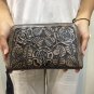 Jasmine Flower Carved Leather Crossbody Fringe Bag with Quill Accessories + Engraved Women Wallet