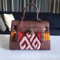 Genuine Python Snakeskin Birkin Leather Bag Mixed Bali Woven Fabric