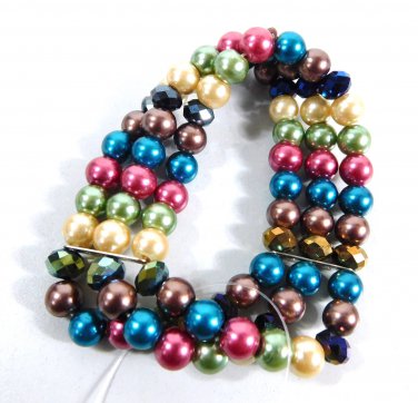 NEW Triple Strand Multi Color Stretch Beaded Bracelet TRUE