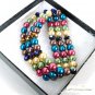 NEW Triple Strand Multi Color Stretch Beaded Bracelet TRUE