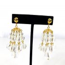 Drop Dangle Cluster Beaded Chandelier Pierced Earrings Clear Round Beads