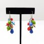 Beaded Cluster Dangle Earrings Multi Color Beads