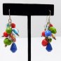 Beaded Cluster Dangle Earrings Multi Color Beads